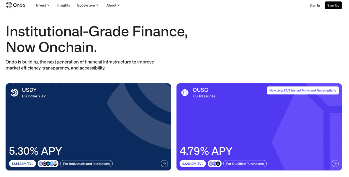 ondo finance fooldal