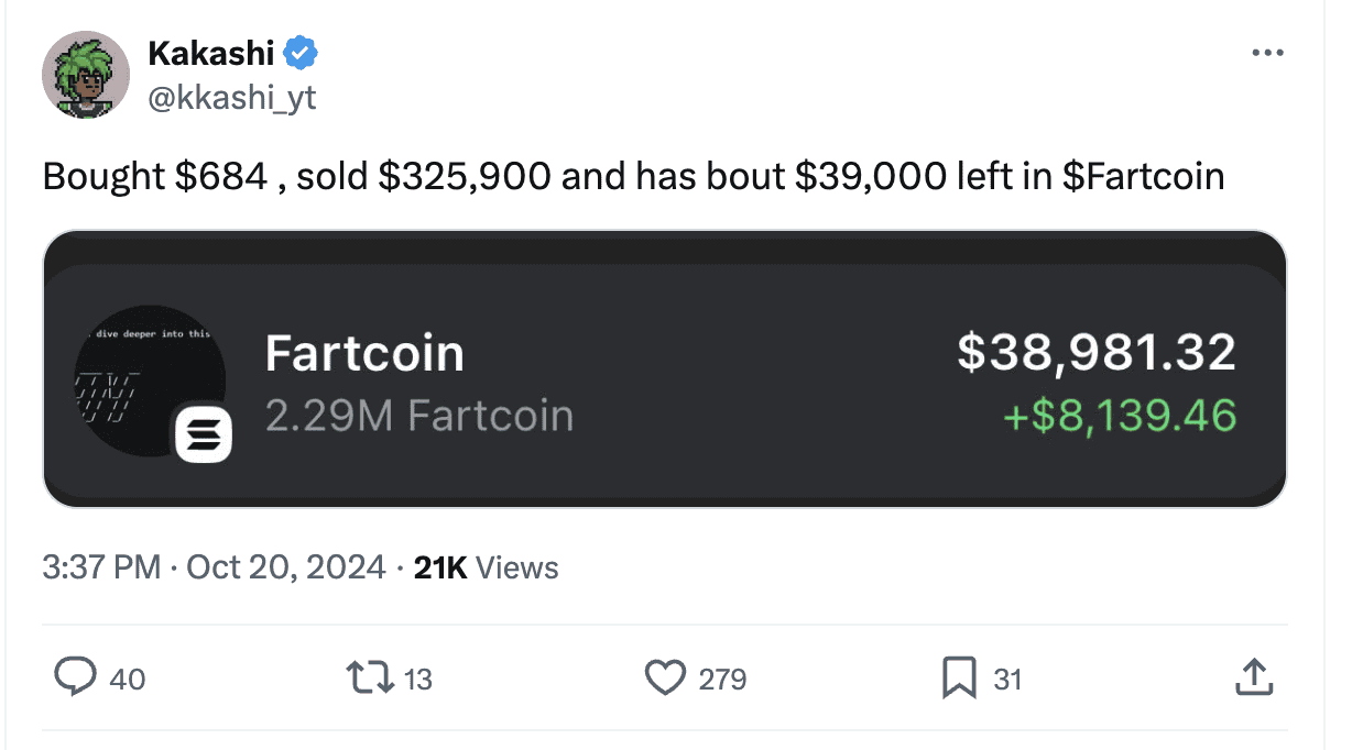 Fartcoin profit