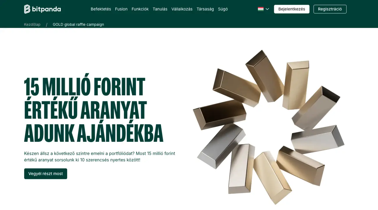 bitpanda 15 millio ft arany